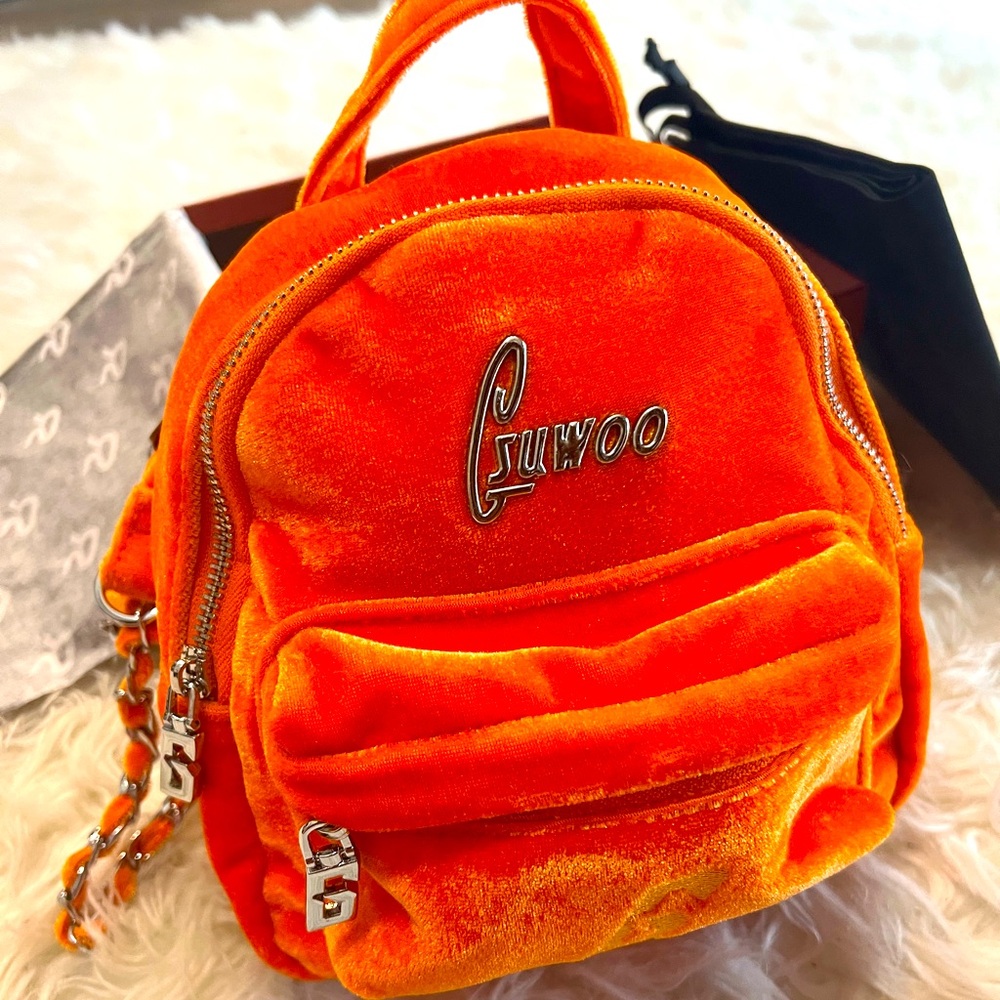 Orange Velvet Mini Backpack
